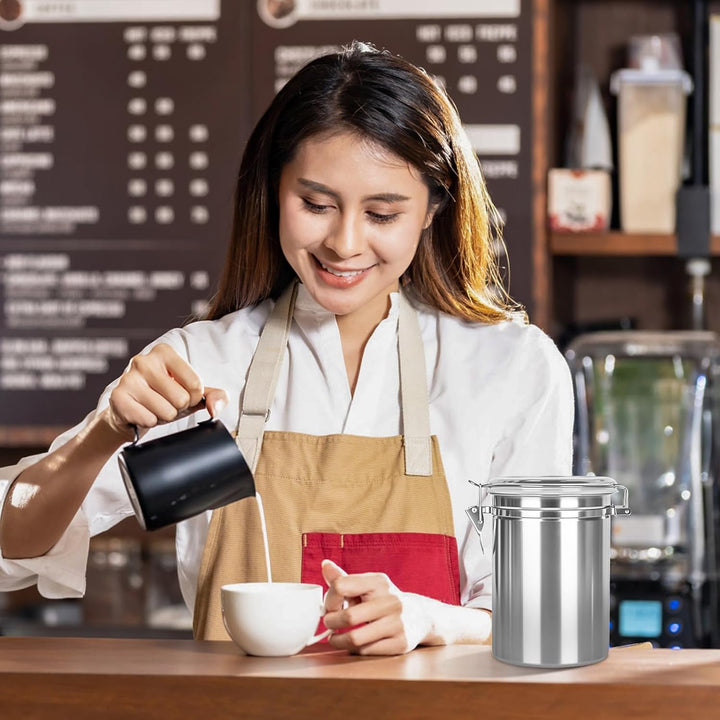 2 Stück Kaffeedose Luftdicht mit Deckel, 1.8 L Kaffeebohnen Behälter aus Edelstahl, kaffeebohnen auf
