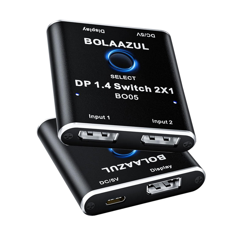 BolAAzuL 8K DisplayPort Switch 2 in 1 Out, Displayport 1.4 Switcher 2-Port, unidirektionale DP Switc