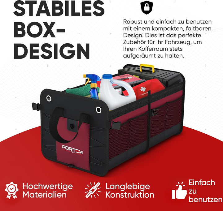 FORTEM Kofferraum Organizer, Kofferraumtasche, Zusammenklappbarer Auto Organizer Kofferraum mit Fäch
