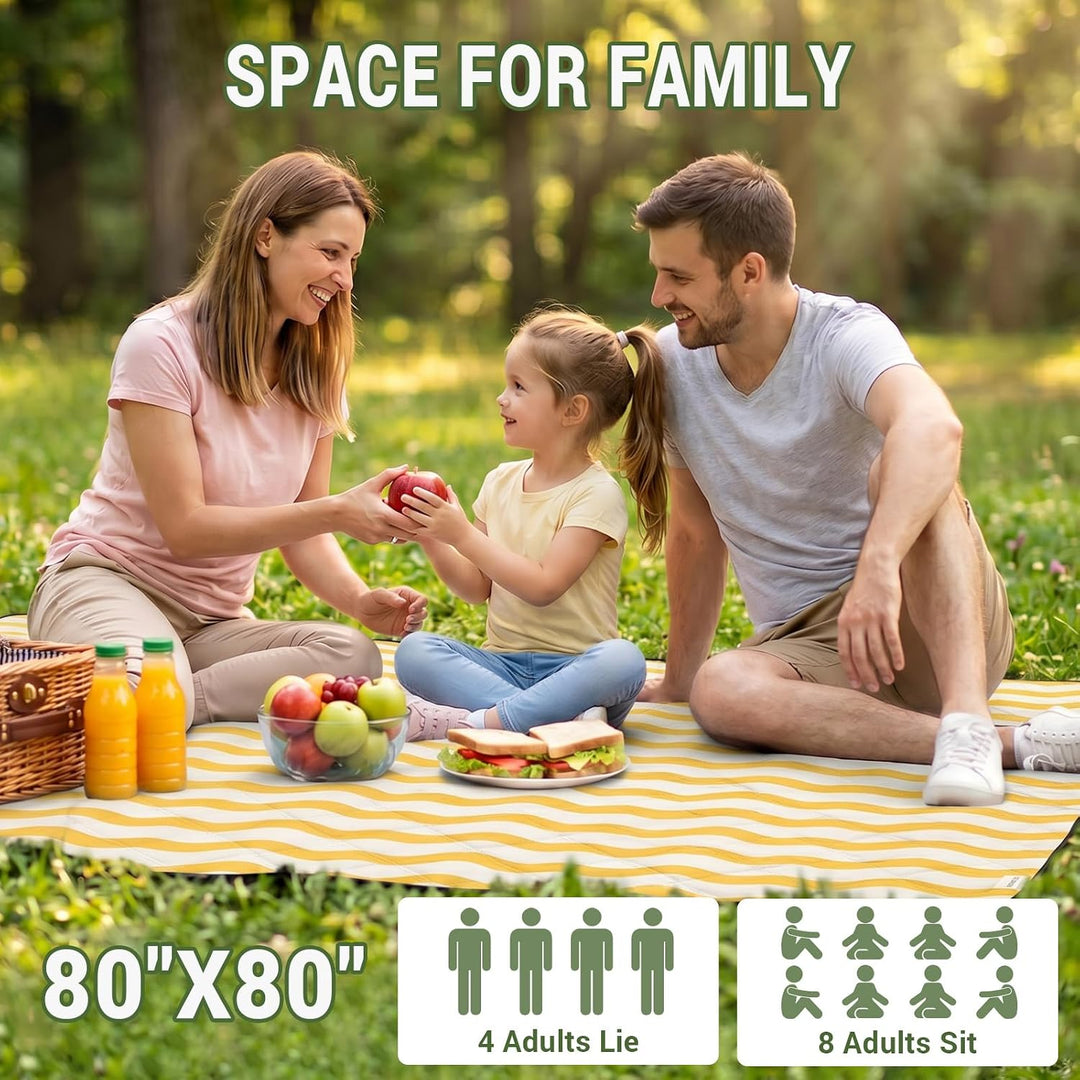 WolfWise Picknickdecke Wasserdicht, 200x200 cm grosse Stranddecke, Faltbare Picknick Decke mit Verst