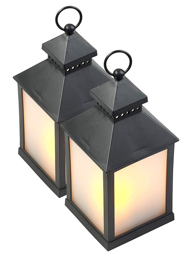 Lunartec Flackerlicht LED: 2er Pack LED-Laterne mit realistischem Flammenspiel und Timer (Laterne mi