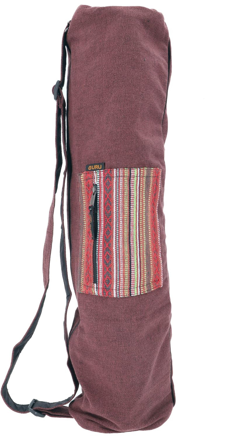 GURU SHOP Boho Yogamatten-Tasche, Yogatasche aus Nepal - Schwarz, Herren/Damen, Baumwolle, 70x24x14