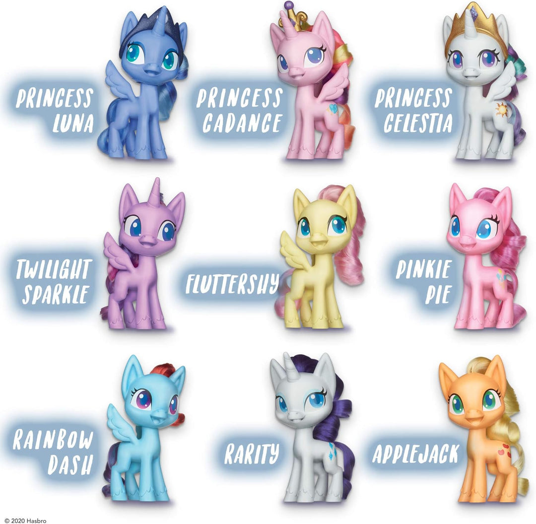 My Little Pony Mega Friendship Collection 9 Spielfiguren Pony 12,5 cm mit bürstbarem Haar, Kamm und