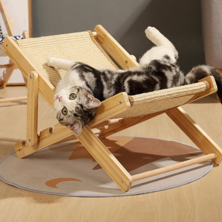 Verstellbares Katzenbett, Katzenloungesessel aus Sisal, Sisalbett Faltbare Katzenhängematte mit 10 k