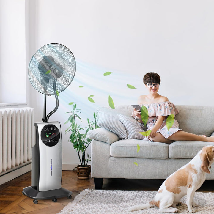HOMCOM Ventilator mit Wasserkühlung, Standventilator mit Sprühnebel, Timerfunktion, Fernbedienung, o