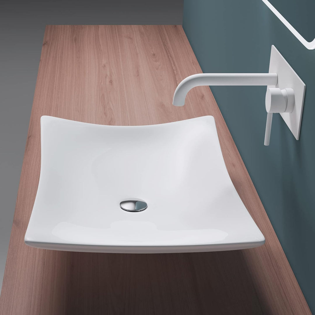 Mai & Mai: Aufsatzwaschbecken Brüssel910 aus Keramik, eckig, mit Nano-Beschichtung Weiss | Modell Br