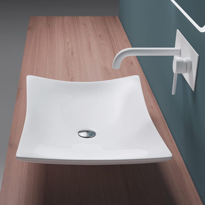 Mai & Mai: Aufsatzwaschbecken Brüssel910 aus Keramik, eckig, mit Nano-Beschichtung Weiss | Modell Br