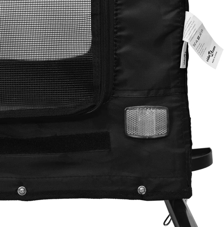 vidaXL Fahrradanhänger Hunde Grün und Schwarz Oxford-Gewebe & Eisen Schwarz 124 x 65 x 66 cm, Schwar