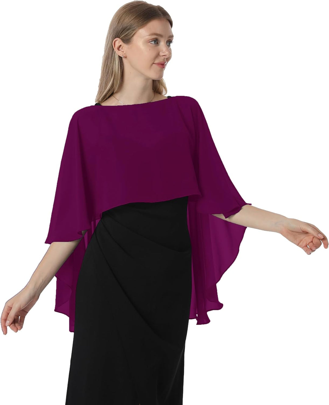 Damen Chiffon-umhang001 Pashmina-Schal Einheitsgrösse Fuchsia, Einheitsgrösse Fuchsia