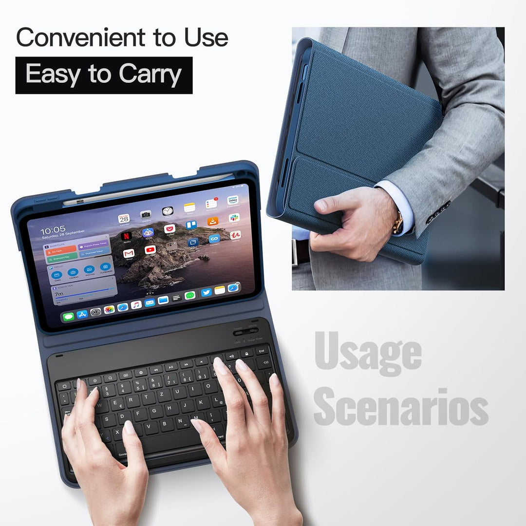 JETech Keyboard Hülle für iPad (A16) 11./10. Generation (2025/2022) mit Stifthalter, Magnetisch Abne
