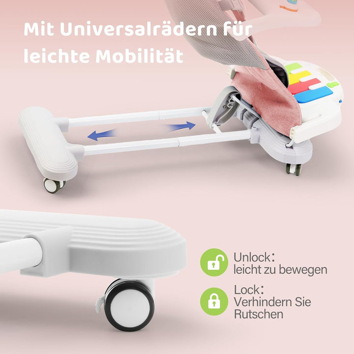 Babywippe mit Abnehmbarer Spielbogen, Baby Bouncer mit Klavierspielzeuge, Fütterungstablett, Verdick