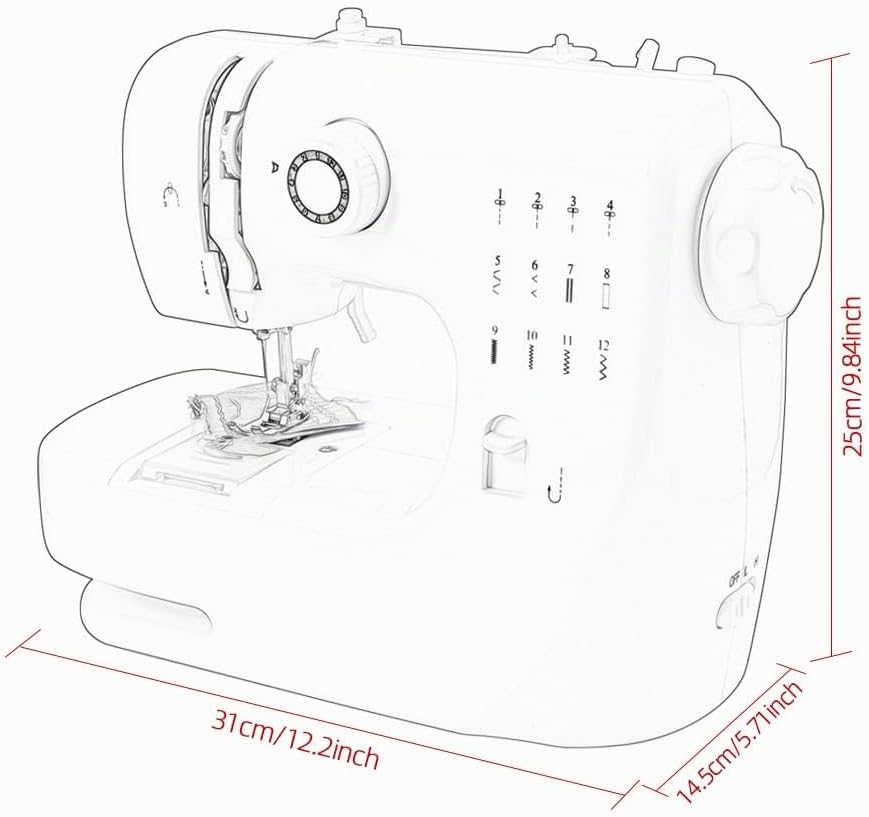 Elektrische tragbare Nähmaschine für Anfänger, Mini-Nähmaschine für Erwachsene mit 12-Stichmuster-Nä
