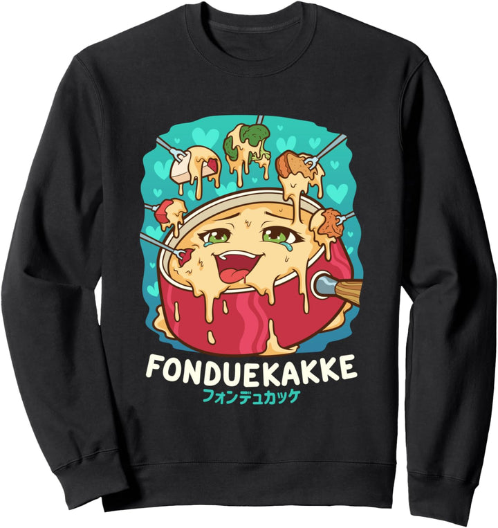 Lustiges freches Foodie Pun Kawaii Fonduekakke Japanisches Sweatshirt