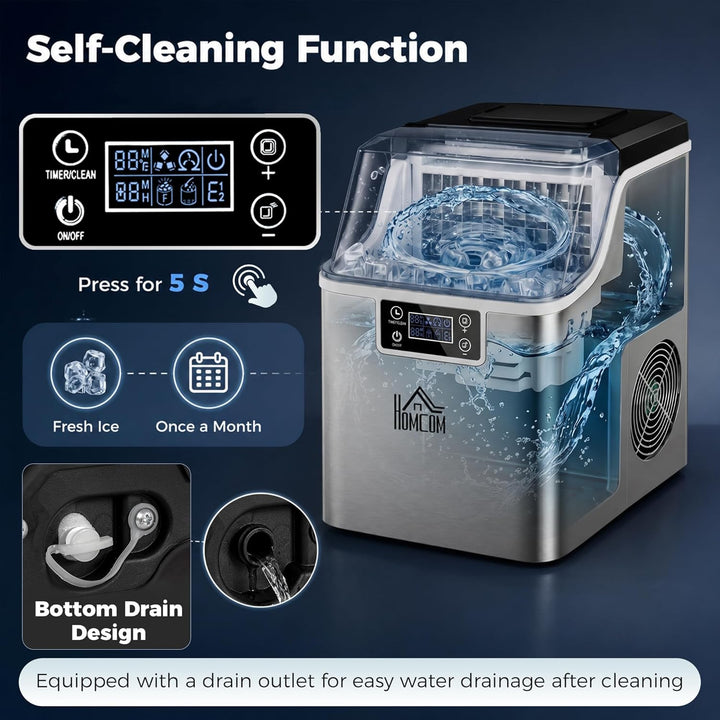 HOMCOM Eiswürfelmaschine 20 kg/24h 2,3 L Eiswürfelbereiter mit 3,2 L Wassetank Display Ice Cube Make