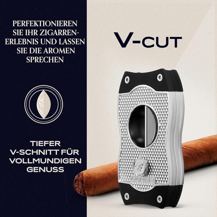 Colibri V-Cut Zigarrenschneider - Diamanten-Muster - Tiefer 7mm V-Schnitt - Bis zu 60+ Ringmass Ziga