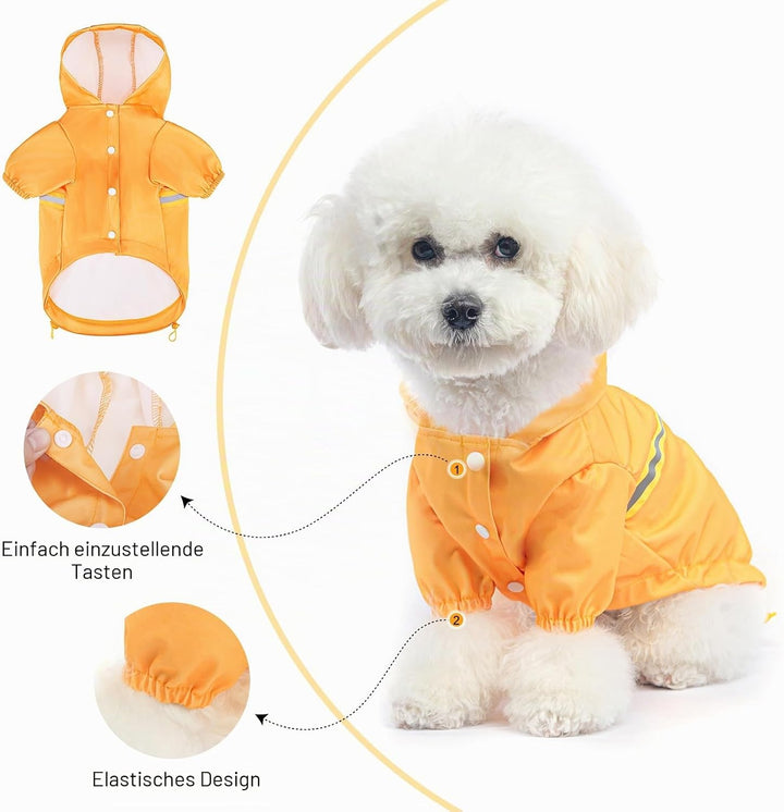 BEAUTYZOO Regenmantel mit integriertem Geschirr für kleine und mittlere Hunde – Wasserechte Hundereg
