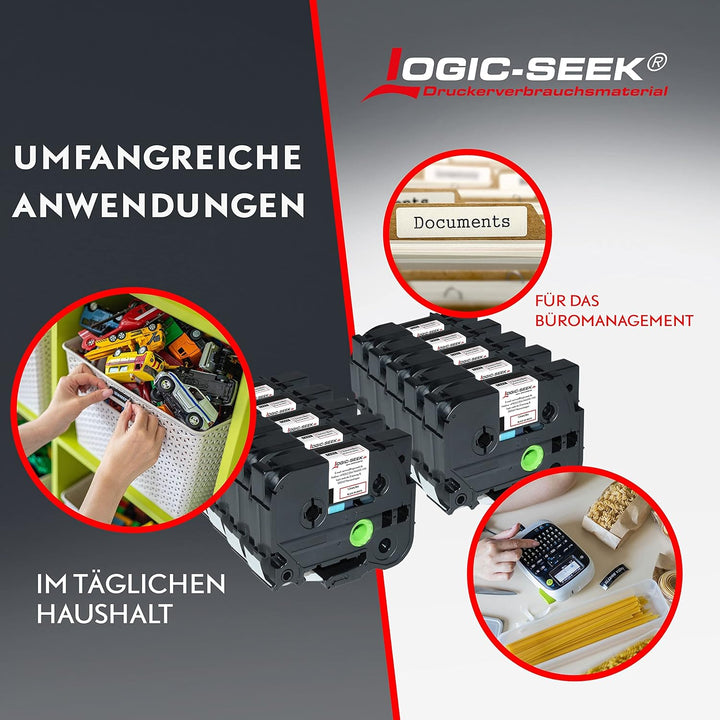 Logic-Seek TZE231 10 X Schriftband kompatibel für Brother P-Touch PT-H100LB H100R H105 E100 E100VP D