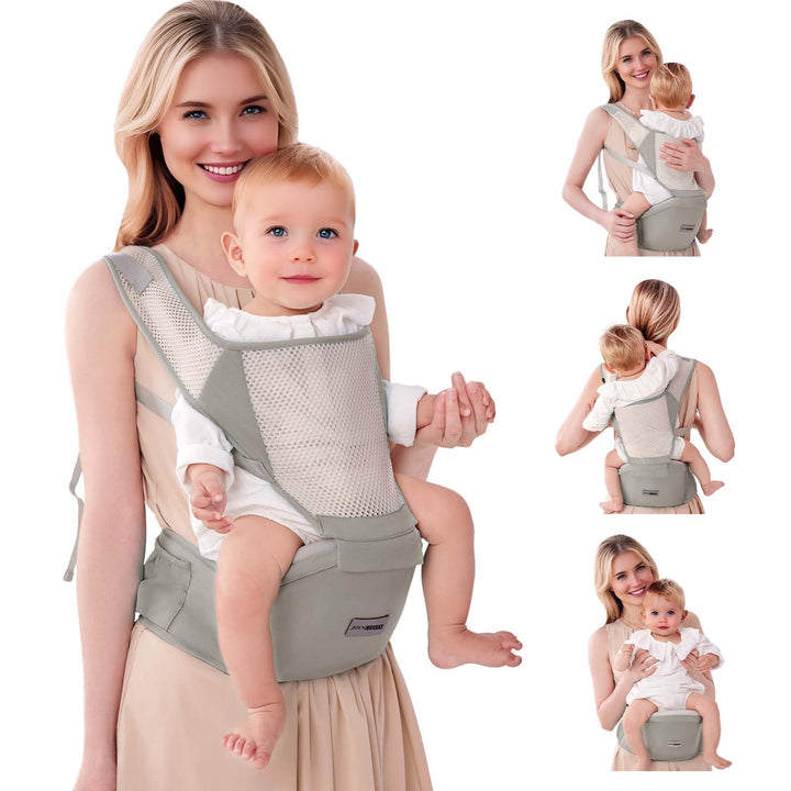 Ergonomische Babytrage mit Verstellbarem Gurt - 6-in-1 Neugeborenen-Kleinkind-Tragetuch, Atmungsakti