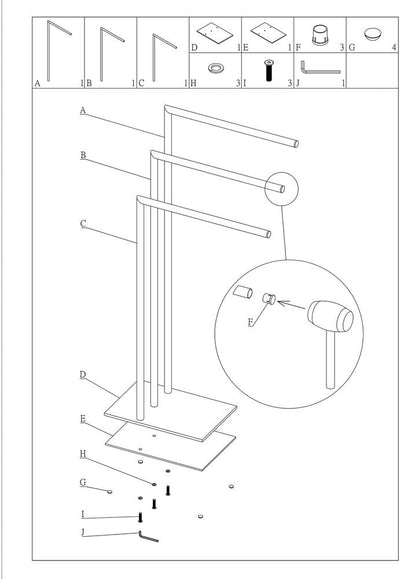 Sealskin Tube Handtuchhalter 3-armig, Handtuchständer freistehend mit 3 Handtuchstangen, auch als Kl