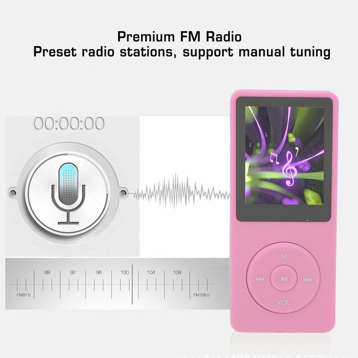 8 GB MP3 MP4 Player, Tragbarer Musik Player mit 1,8 Zoll TFT HD Bildschirm, Sportmusik Player mit Ko