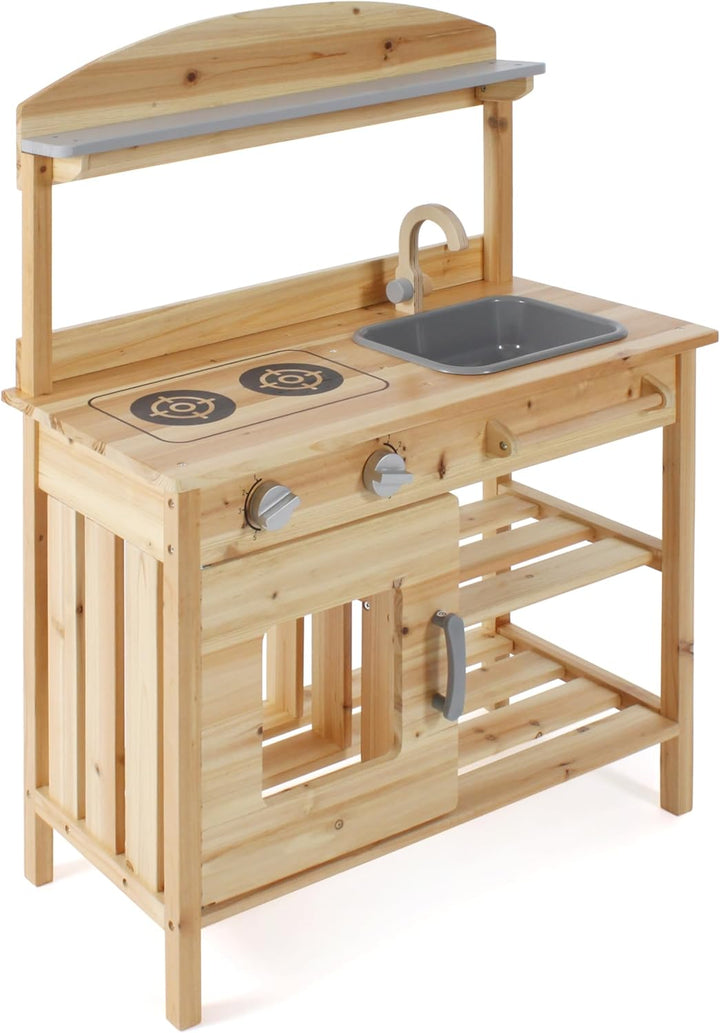 Bayer Chic 2000 Matschküche, unbehandelt, vollmassives Holz, Outdoor-Kinderküche, für Kinder ab 3 Ja