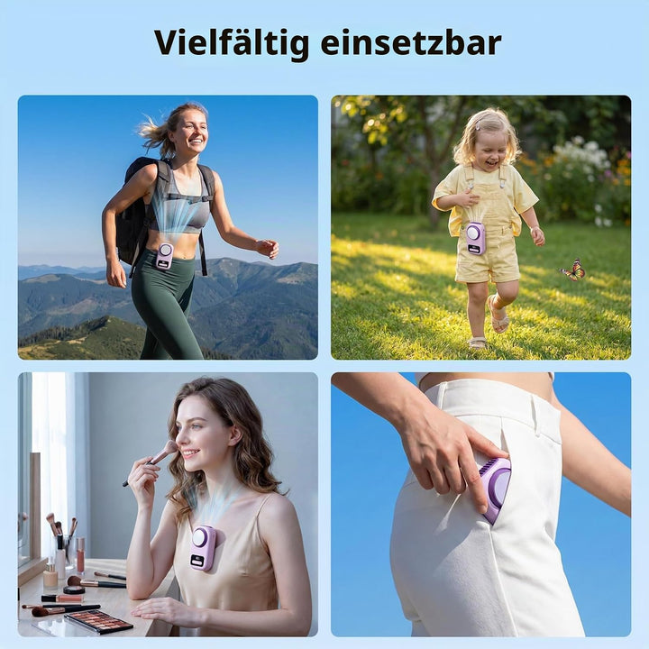 Morelax Tragbarer Mini Ventilator Hand mit Eiskühlung &amp; Digitalanzeige, USB-C,5 Stufen Lila-taro, Li