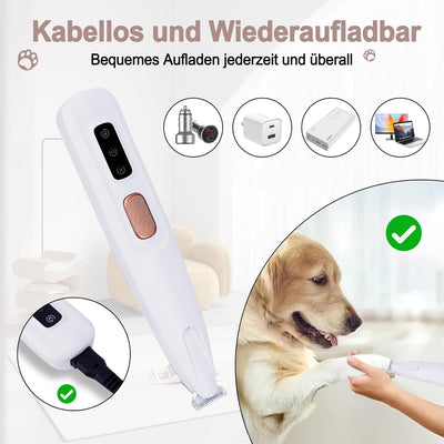 Lottsall Leise Hundeschermaschine, Pfotentrimmer für Hunde, Profi Tierhaarschneidemaschine mit Led-L