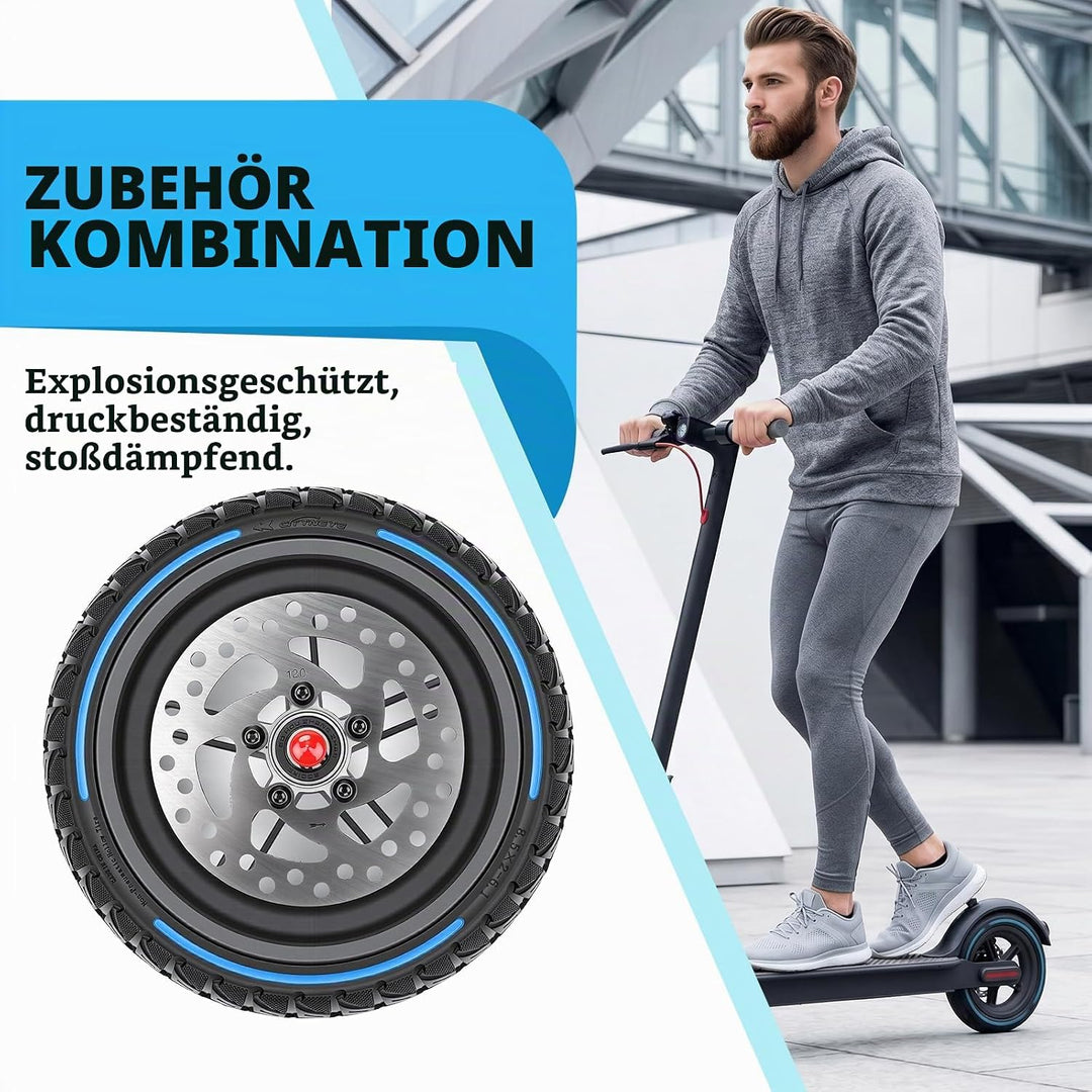 BuyWeek E-Scooter Hinterrad Vollgummireifen mit 120 mm Scheibenbremse für Xiaomi M365 PRO, Explosion