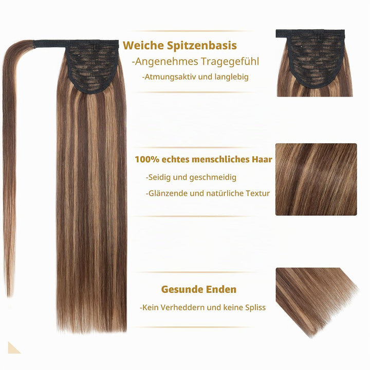 SEGO Ponytail Extension Echthaar Pferdeschwanz Zopf Haarteil Haarverlängerung Hair Piece Haar Hitzeb
