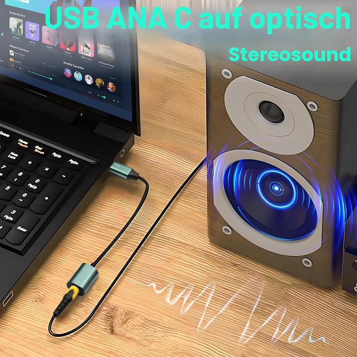 Duttek USB C zu Toslink Optik Stereo Konverterkabel 0.2 m, unidirektional, USB C Stecker auf SPDIF B