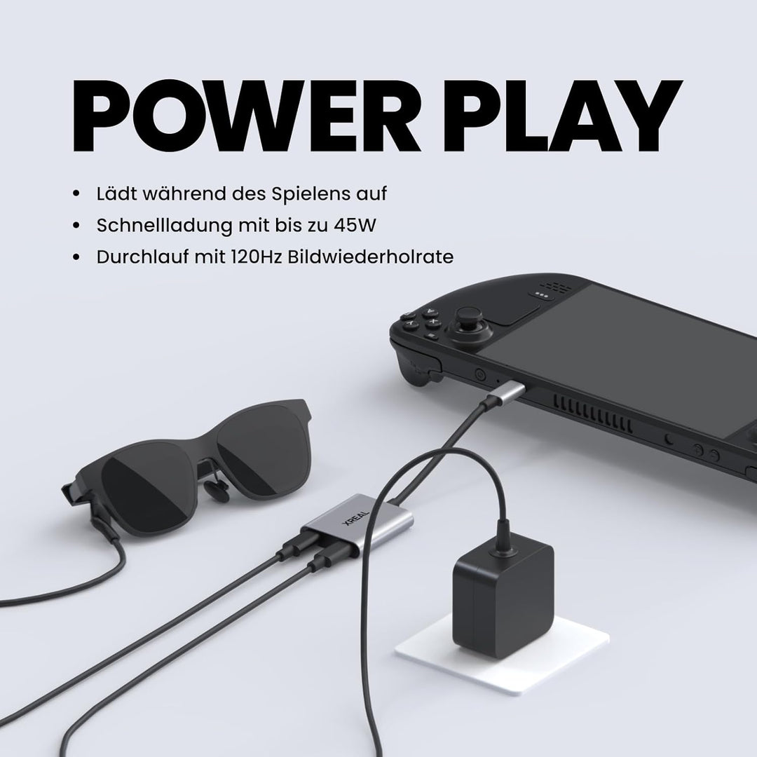 XREAL Hub, Power und Play Adapter, damit lädst AR-Brille auf, während du Dein Quellgerät auflädst, z