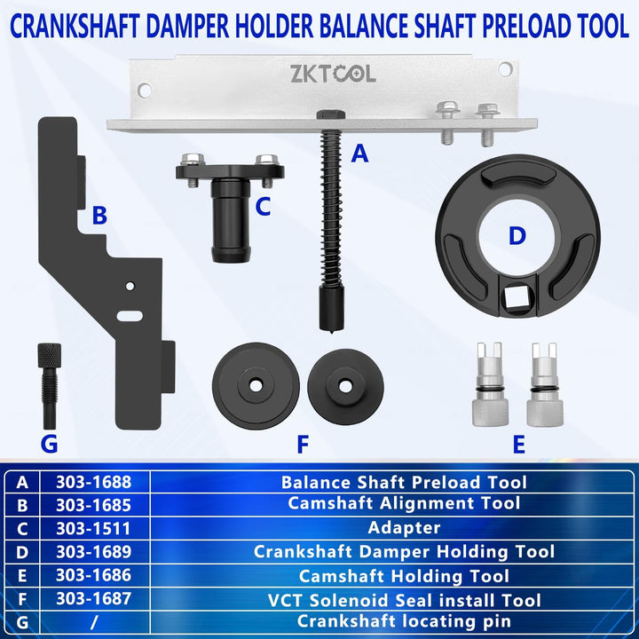 ZKTOOL Motor-Einstellwerkzeug, Kurbelwellen-Stossdämpferhalterung, Ausgleichswellen-Vorspannwerkzeug