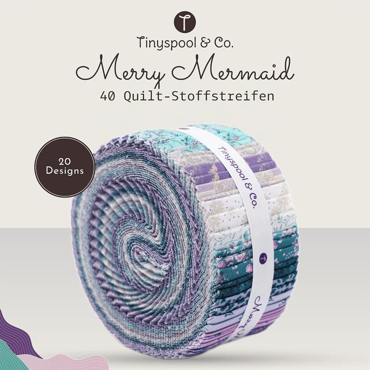 Tinyspool & Co. Jelly Roll Stoffstreifen zum Quilten, Basteln und Nähen, 40 Streifen sortiertes Bünd