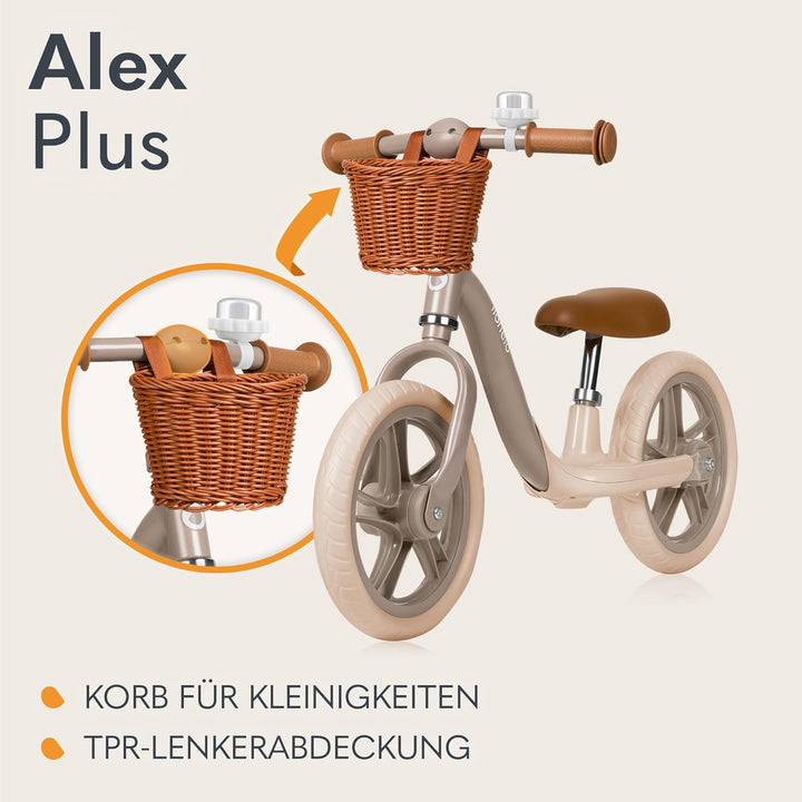 Lionelo Alex Plus Kinderlaufrad bis 30 kg, ab 3 Jahren, Eva-Schaumstoffräder 30,5 cm, Trittbrett Kor
