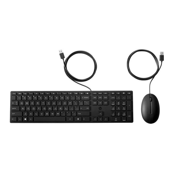 HP Desktop 320MK - Tastatur-und-Maus-Set - 3-Zonen-Layout, Flache Tastenreise - Full Size - USB - QW