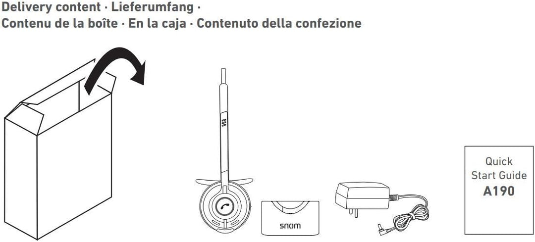 Snom A190 DECT-Headset, HD-Sound, Rauschunterdrückung, Standalone-Telefon oder Paired Mode to Phone