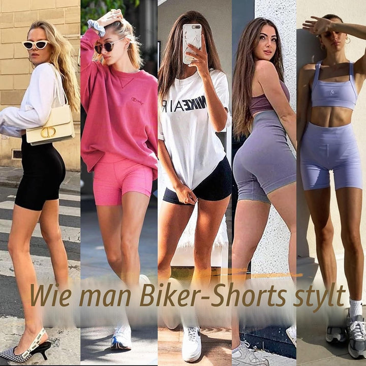 ACTINPUT Radlerhose Damen mit Taschen High Waist Yoga Shorts Kurze Leggings Blickdicht Sporthose Hot