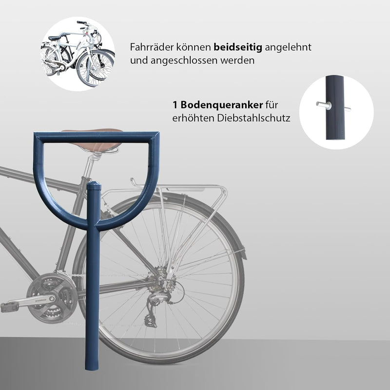 TRUTZHOLM Fahrradanlehnbügel 118x56cm aus verzinktem Stahl zum Einbetonieren Anthrazit Fahrradstände