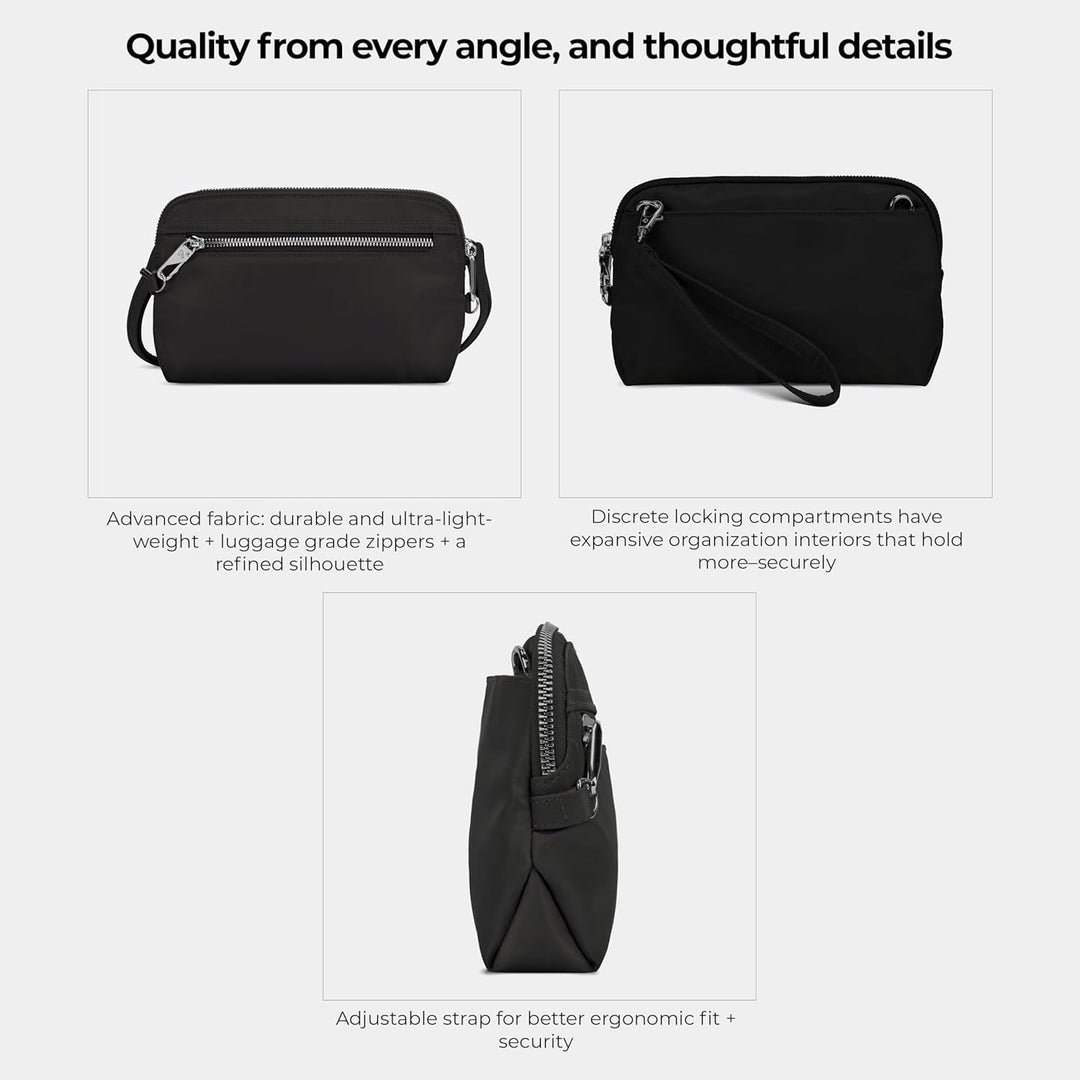 Travelon Damen Anti-theft Tailored Convertible Crossbody Clutch Umhängetasche Einheitsgrösse Onyx, E