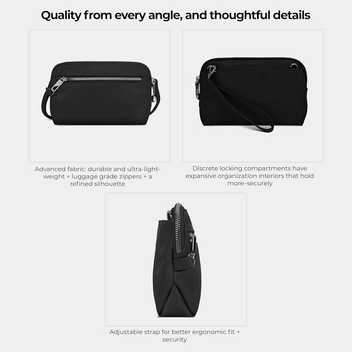 Travelon Damen Anti-theft Tailored Convertible Crossbody Clutch Umhängetasche Einheitsgrösse Onyx, E