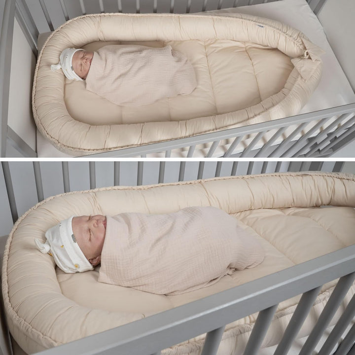 PaLulli 120x60 cm Babynest Babynestchen XXL Babykokon 2seitig 100% Baumwolle Kissen Nestchen für Bab