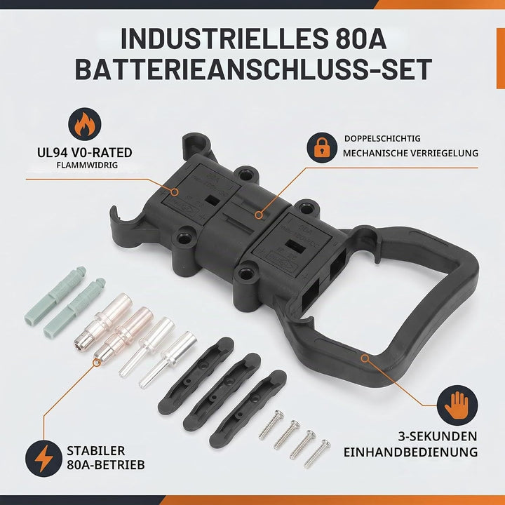 Gabelstapler-Stromanschluss 80 A Batterieladestecker Batterieanschluss Stecker und Buchse mit Anschl