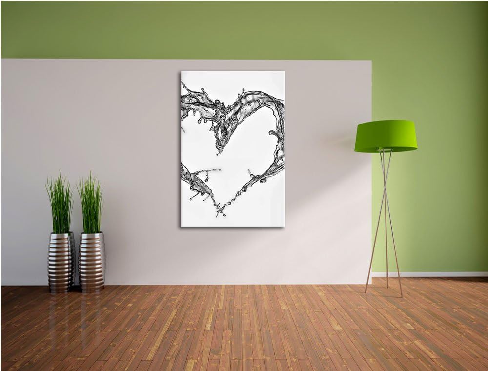 Pixxprint Herz aus Wasser / 100x70cm Leinwandbild bespannt auf Holzrahmen/Wandbild Kunstdruck Dekora