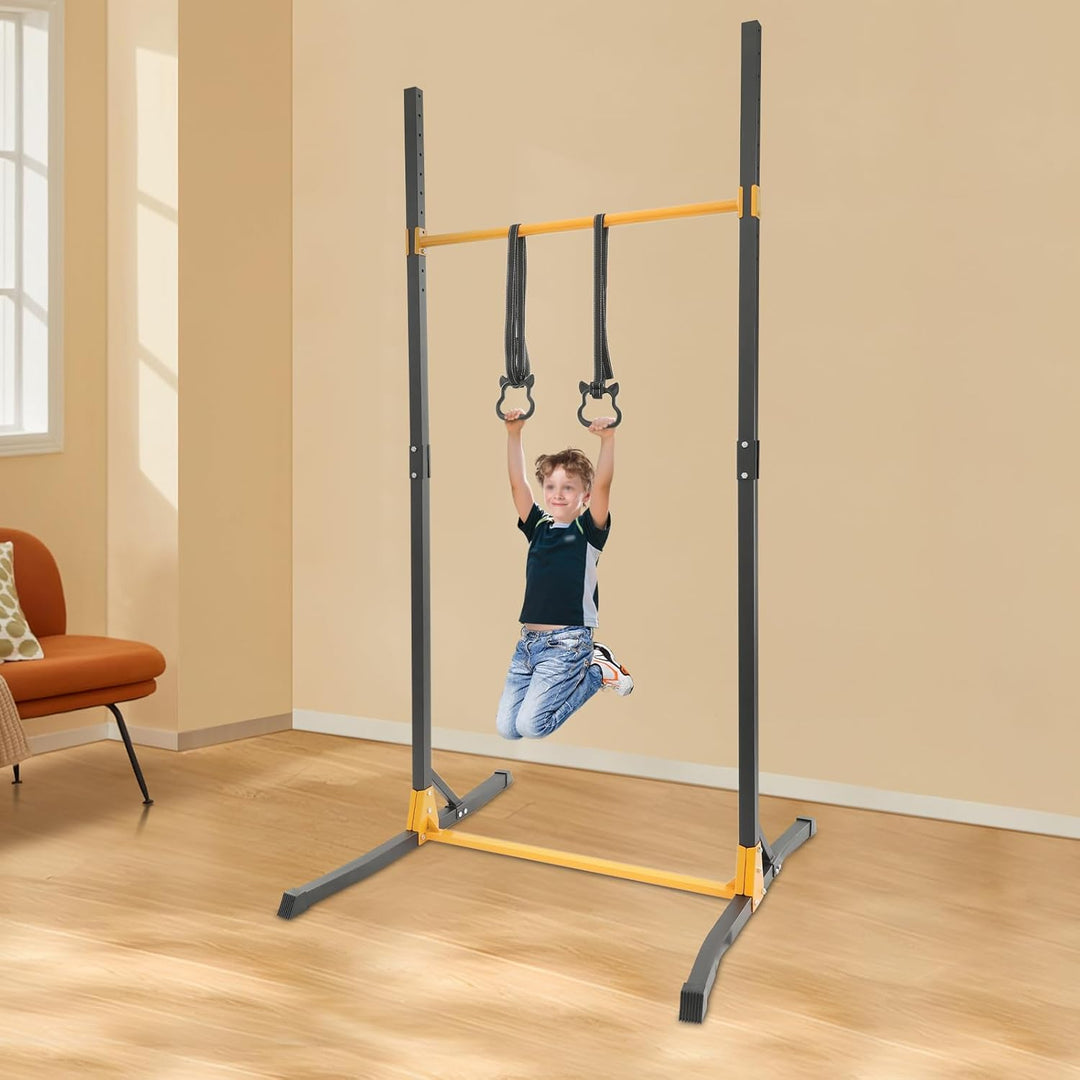 Klimmzugstange Freistehend Reckstange Turnreck mit Ringe Indoor Outdoor, 11 Gängen Einstellung Gymna