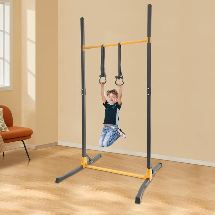 Klimmzugstange Freistehend Reckstange Turnreck mit Ringe Indoor Outdoor, 11 Gängen Einstellung Gymna