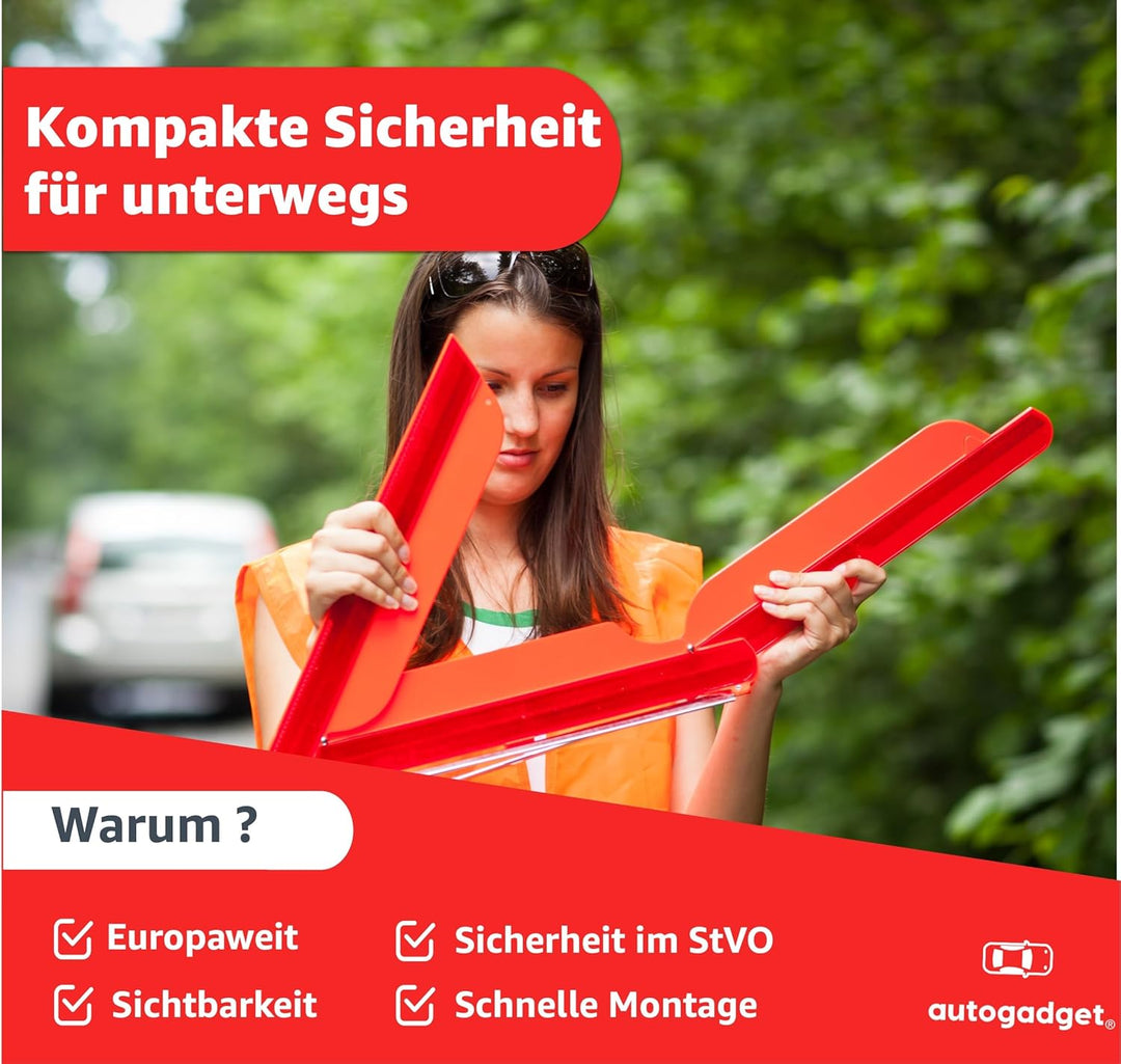 TK Gruppe Timo Klingler 3X KFZ Warndreieck Notfalldreieck rot, Dreieck Autozubehör Pannendreieck Aut