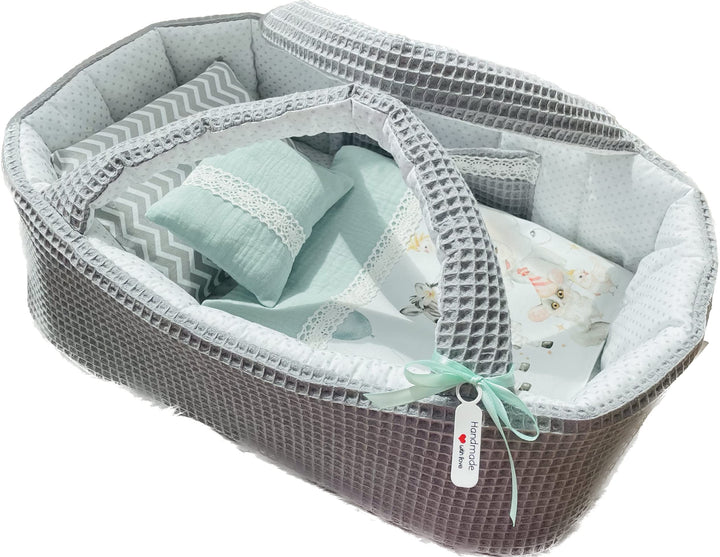 Puppentragetasche für Puppen 30-35 cm,Grau, Geschenk, Tieren, Baumwolle, Waschbar