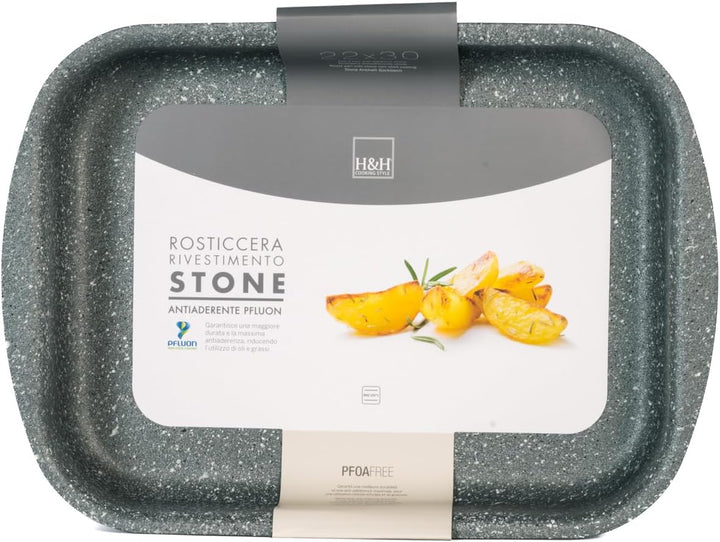 H&H Stone Grey Bratpfanne aus Aluminium mit Antihaftbeschichtung Stone 22 x 30 cm