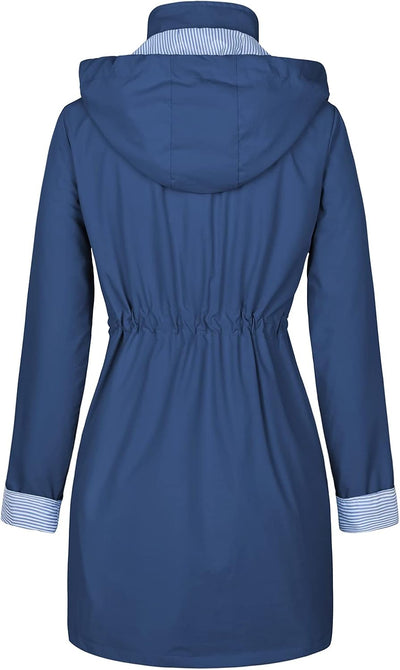 PONCEAU Damen Wasserdicht Regenjacke Regenmantel Mit Kapuze Windbreaker Jacke für Frauen Leicht Outd