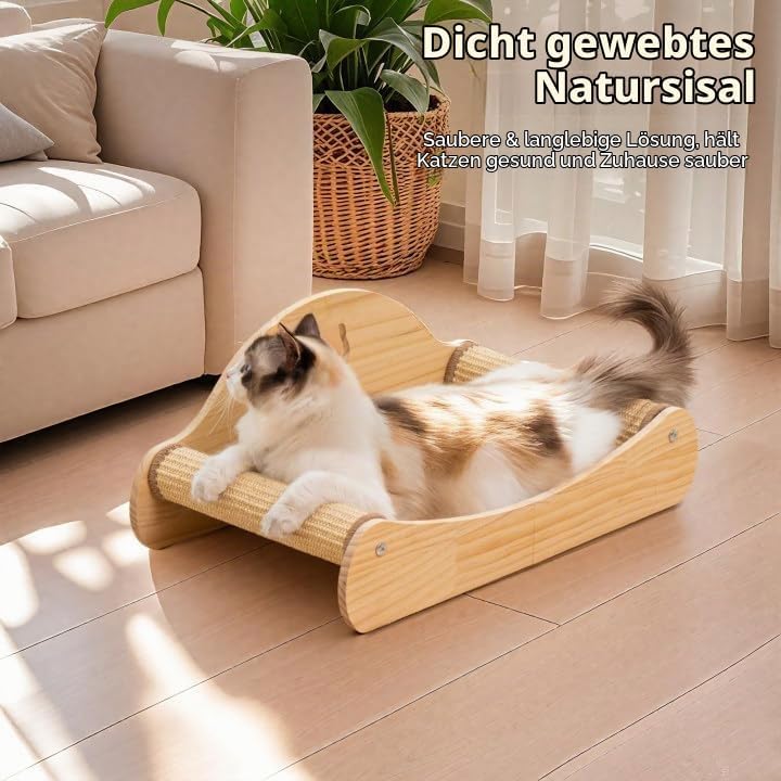 Kratzbrett Sisal, Katzen Kratzbrett, Kratzmöbel Katze, Bequeme Kratzpads aus Hochwertiger Holz und S